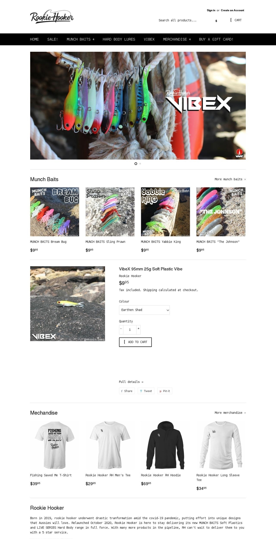 rookiehooker.com.au shopify website screenshot