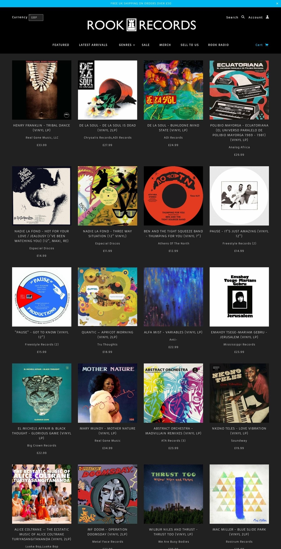 rookrecords.co.uk shopify website screenshot