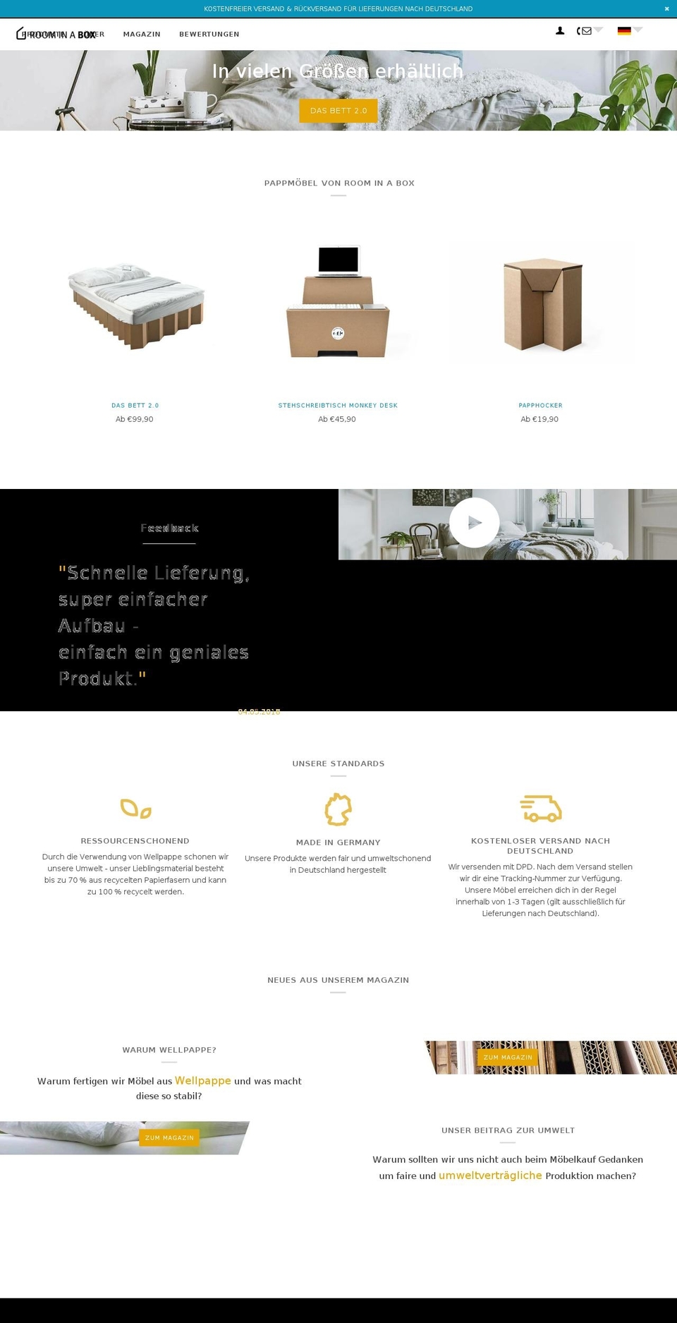 room-in-a-box.at shopify website screenshot