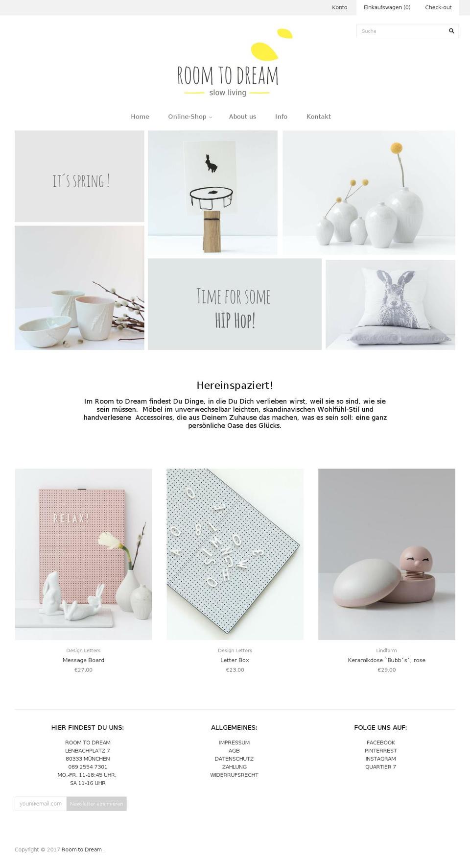 room-to-dream.com shopify website screenshot
