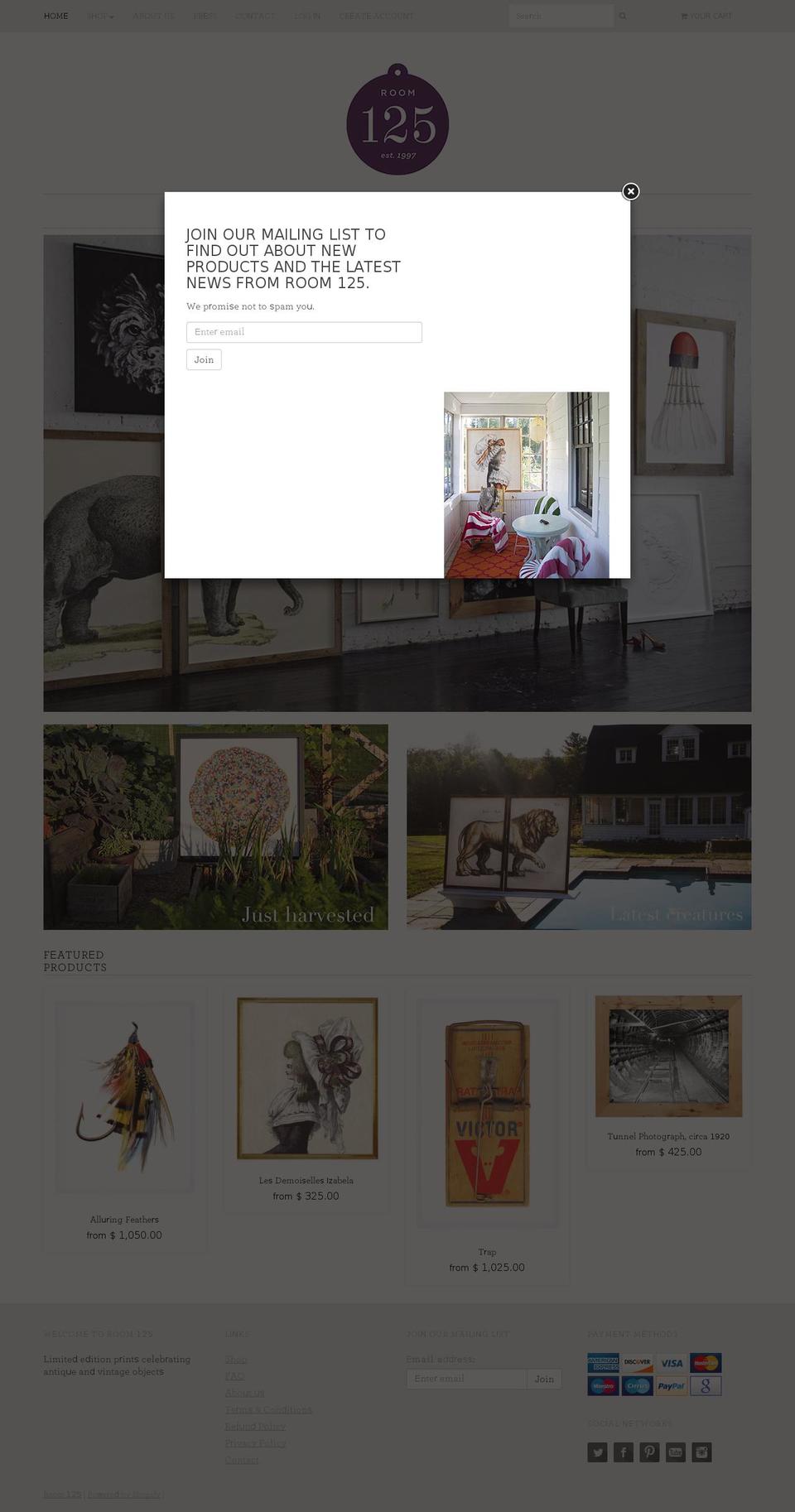 room125nyc.com — Shopify storefront screenshot