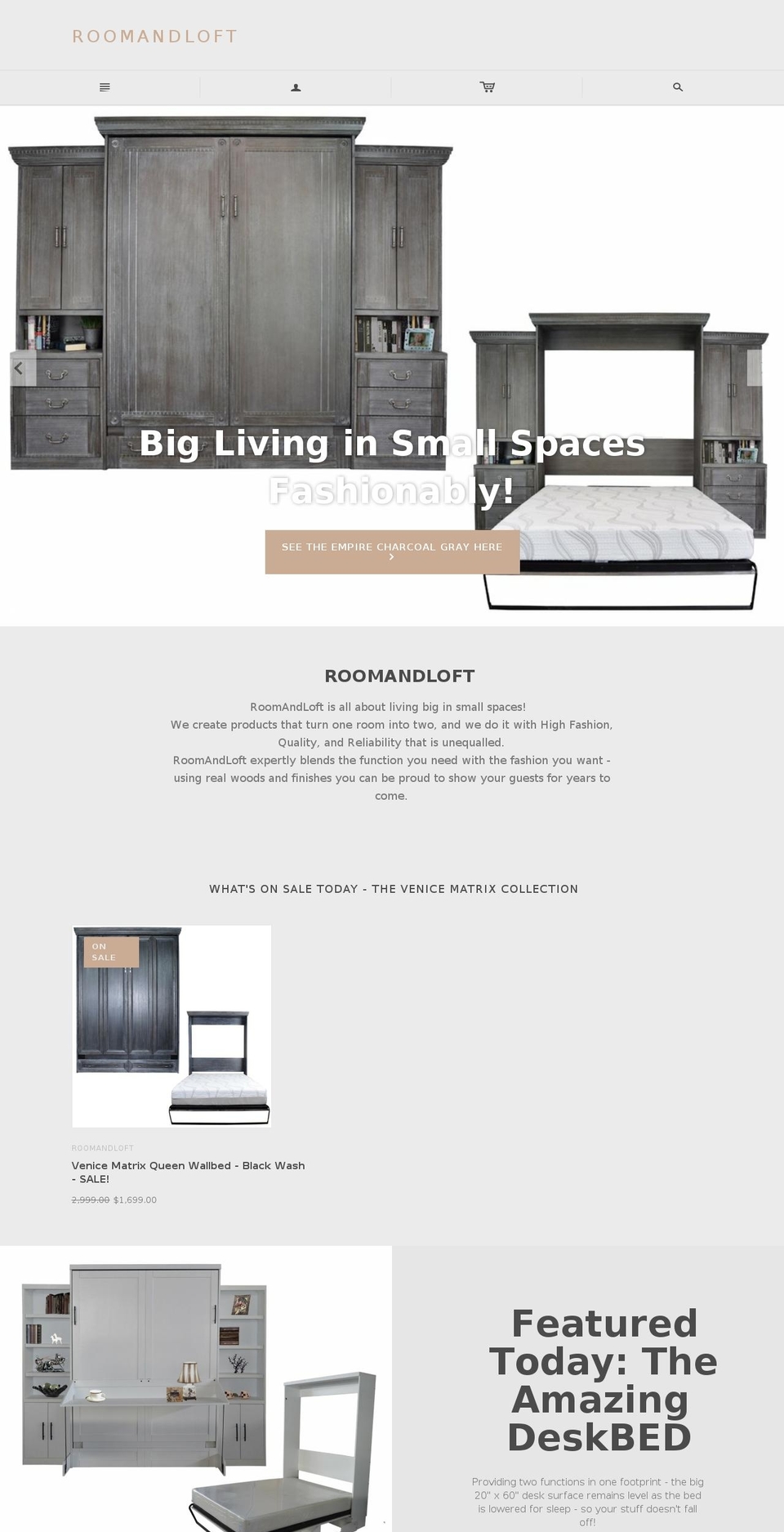 roomandloft.com shopify website screenshot