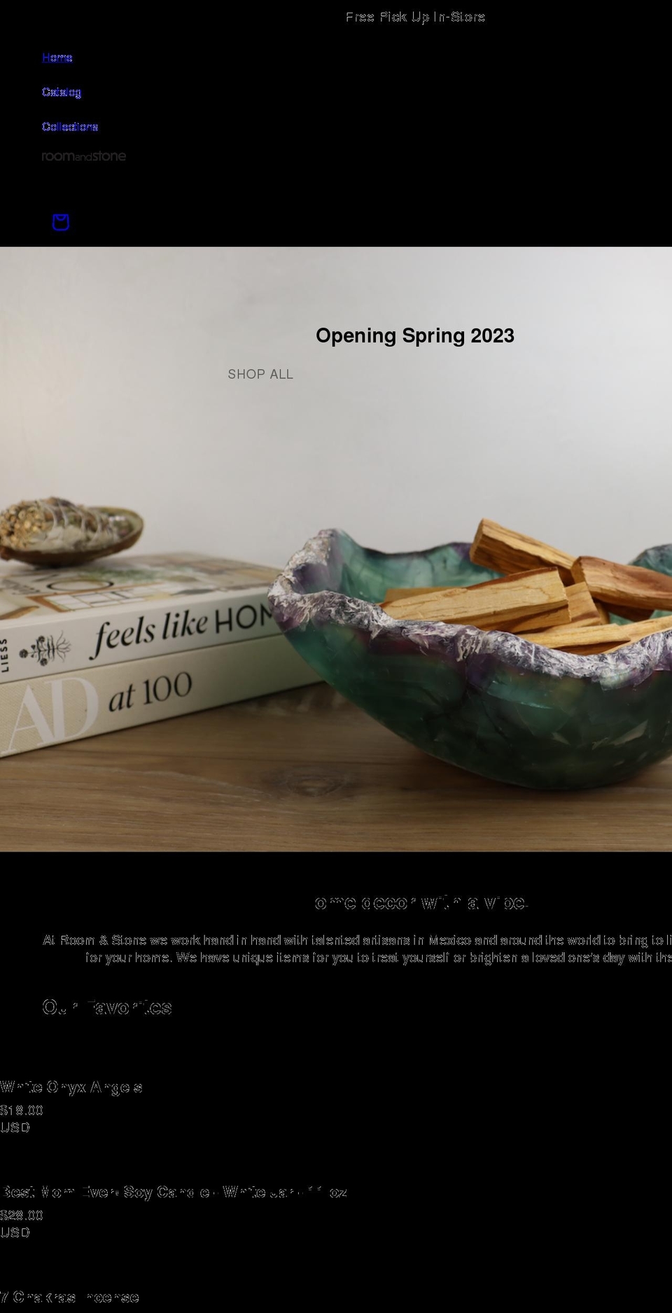 roomandstone.com shopify website screenshot