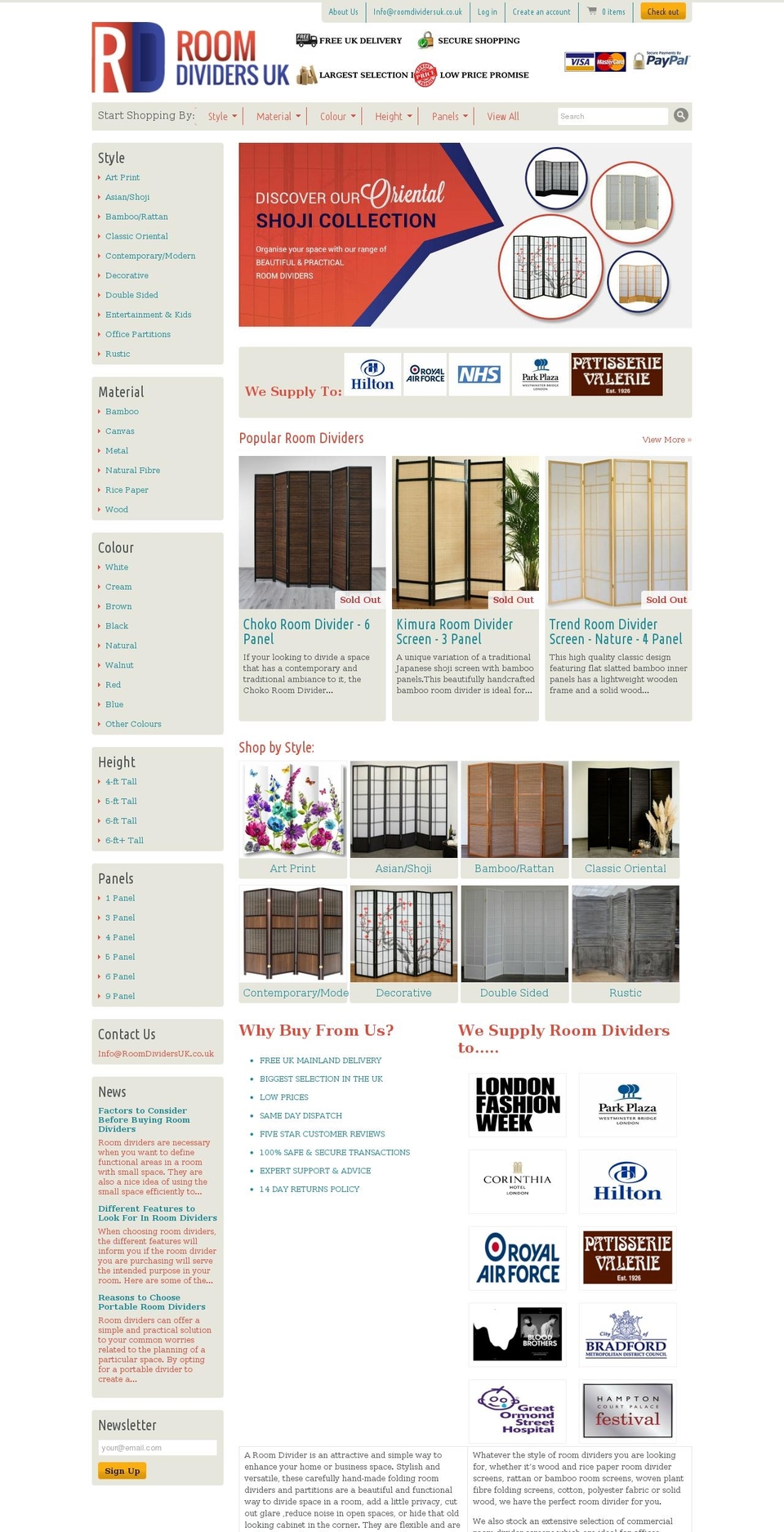 roomdividersuk.com — Shopify storefront screenshot