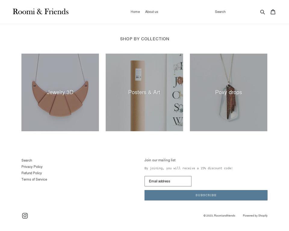 roomiandfriends.com shopify website screenshot