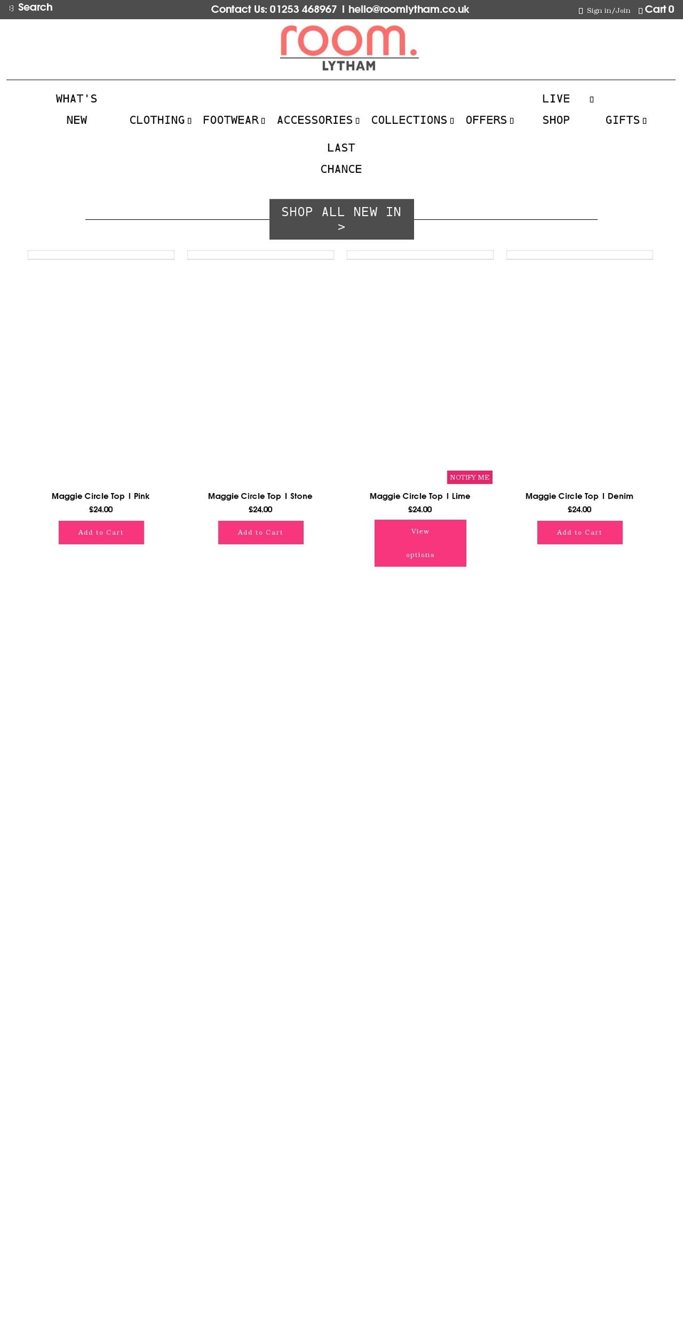 roomlytham.co.uk shopify website screenshot