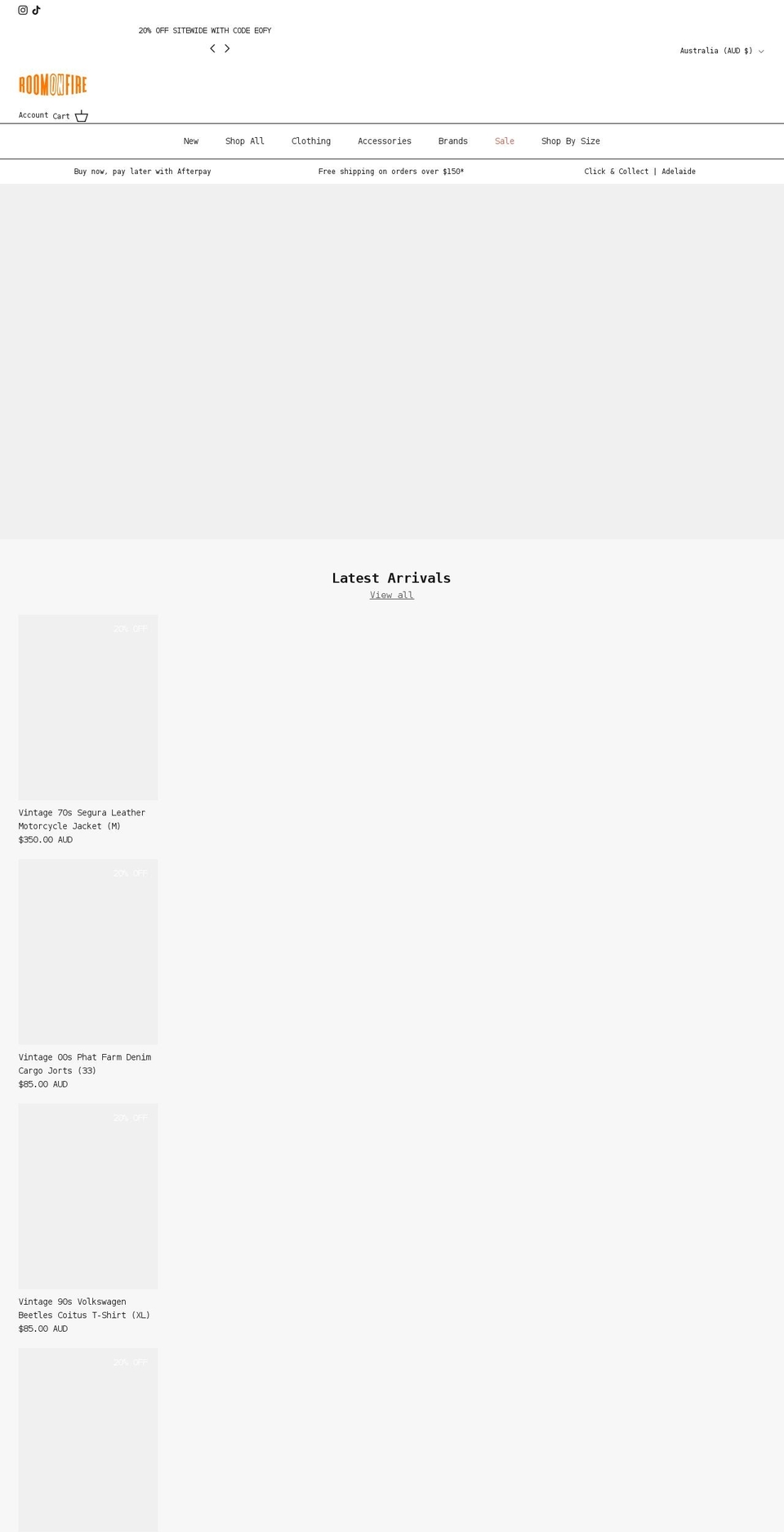 roomonfire.com.au shopify website screenshot