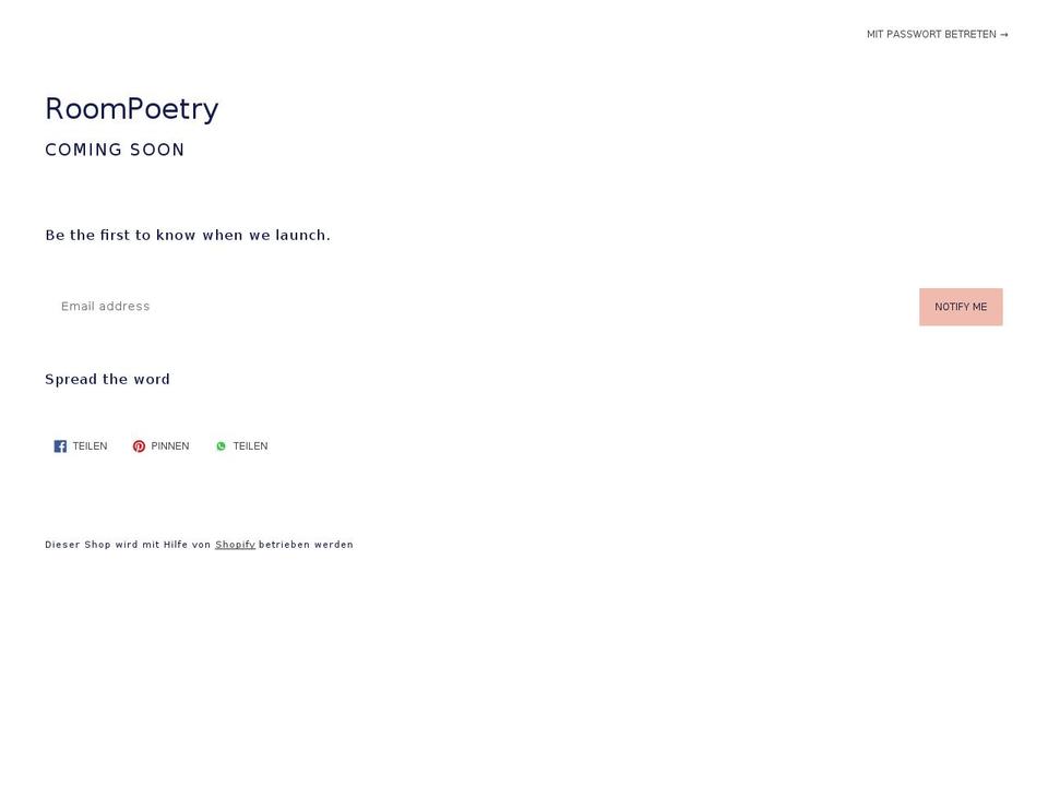 roompoetry.com shopify website screenshot