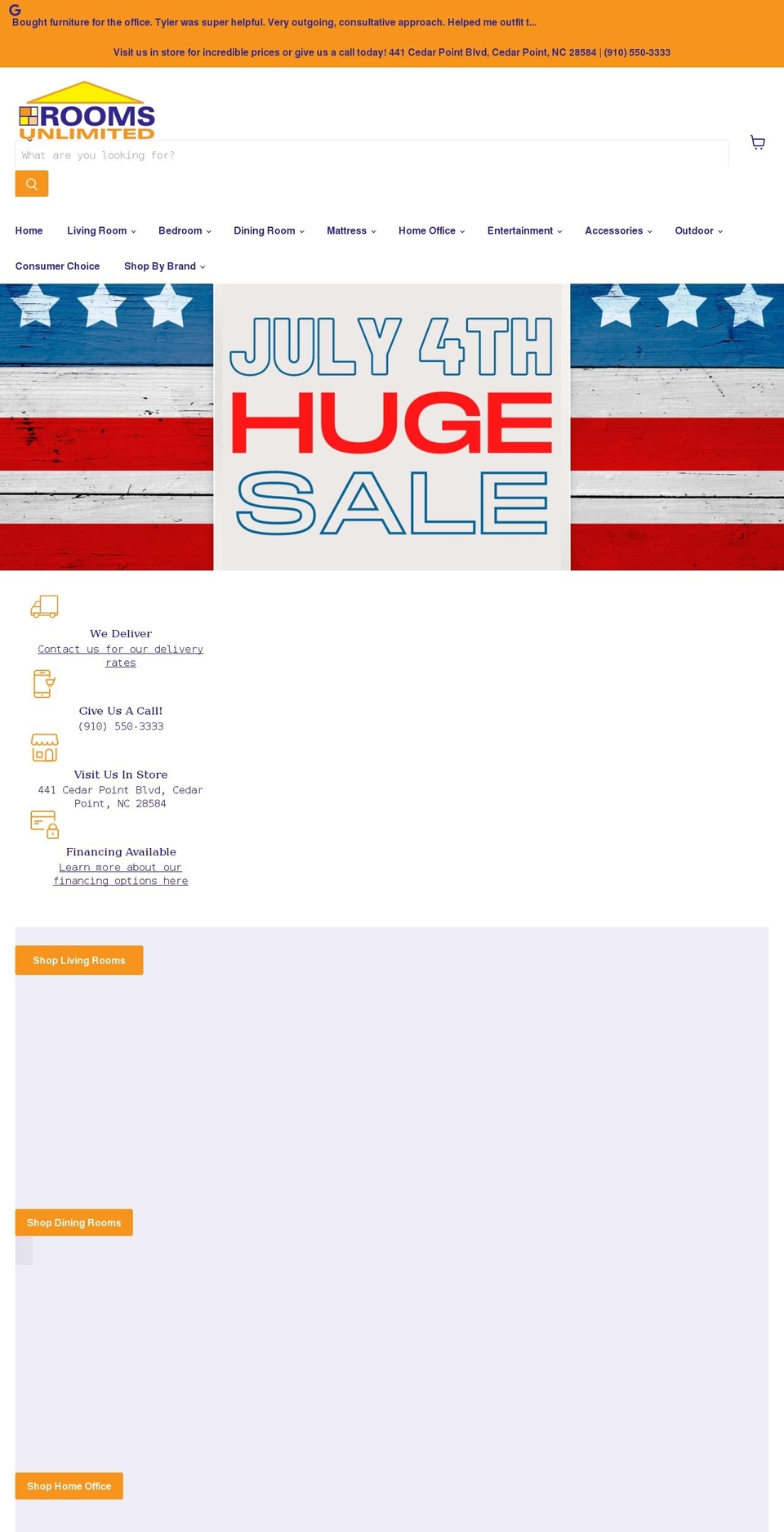 rooms-unlimited.com shopify website screenshot