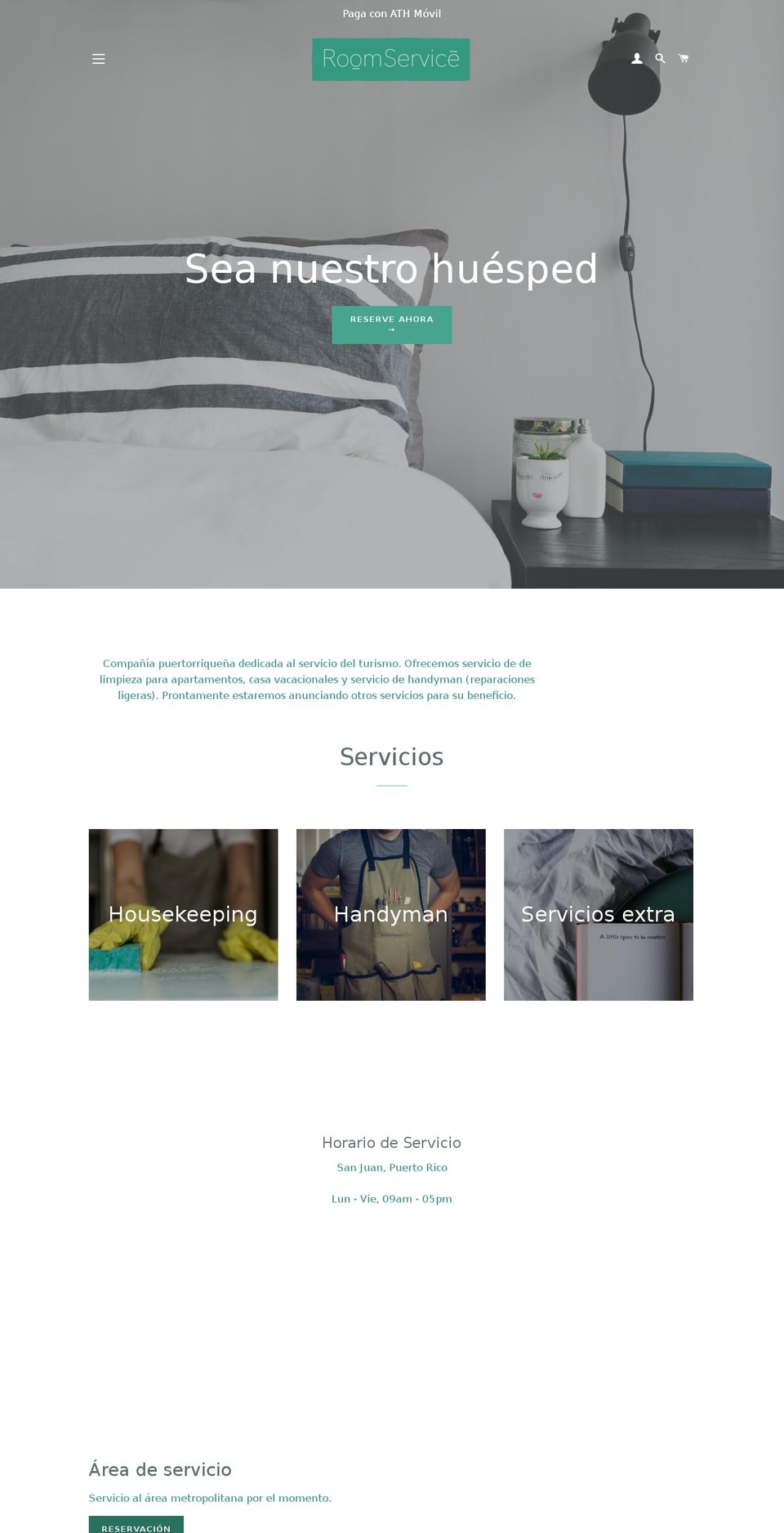 roomservicepr.com — Shopify storefront screenshot