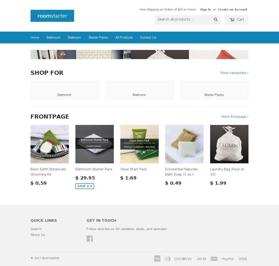 roomstarter.com shopify website screenshot