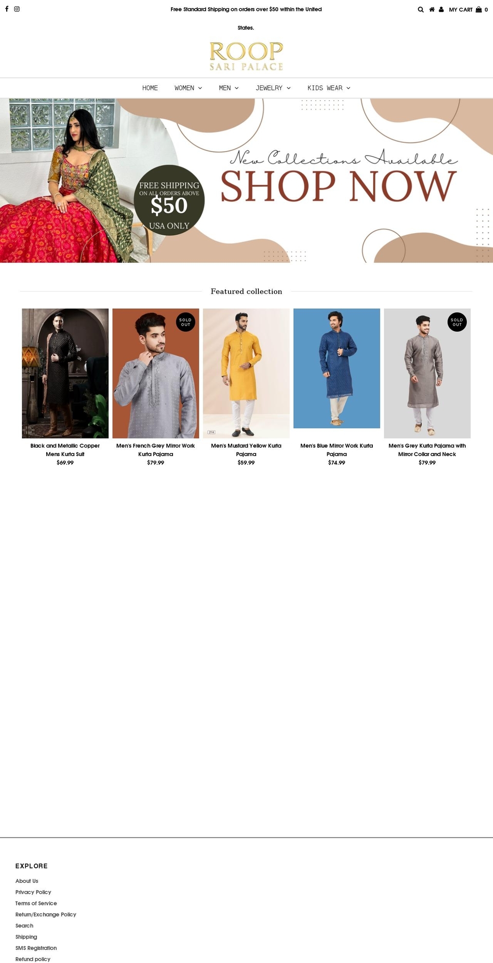 roopsari.com shopify website screenshot