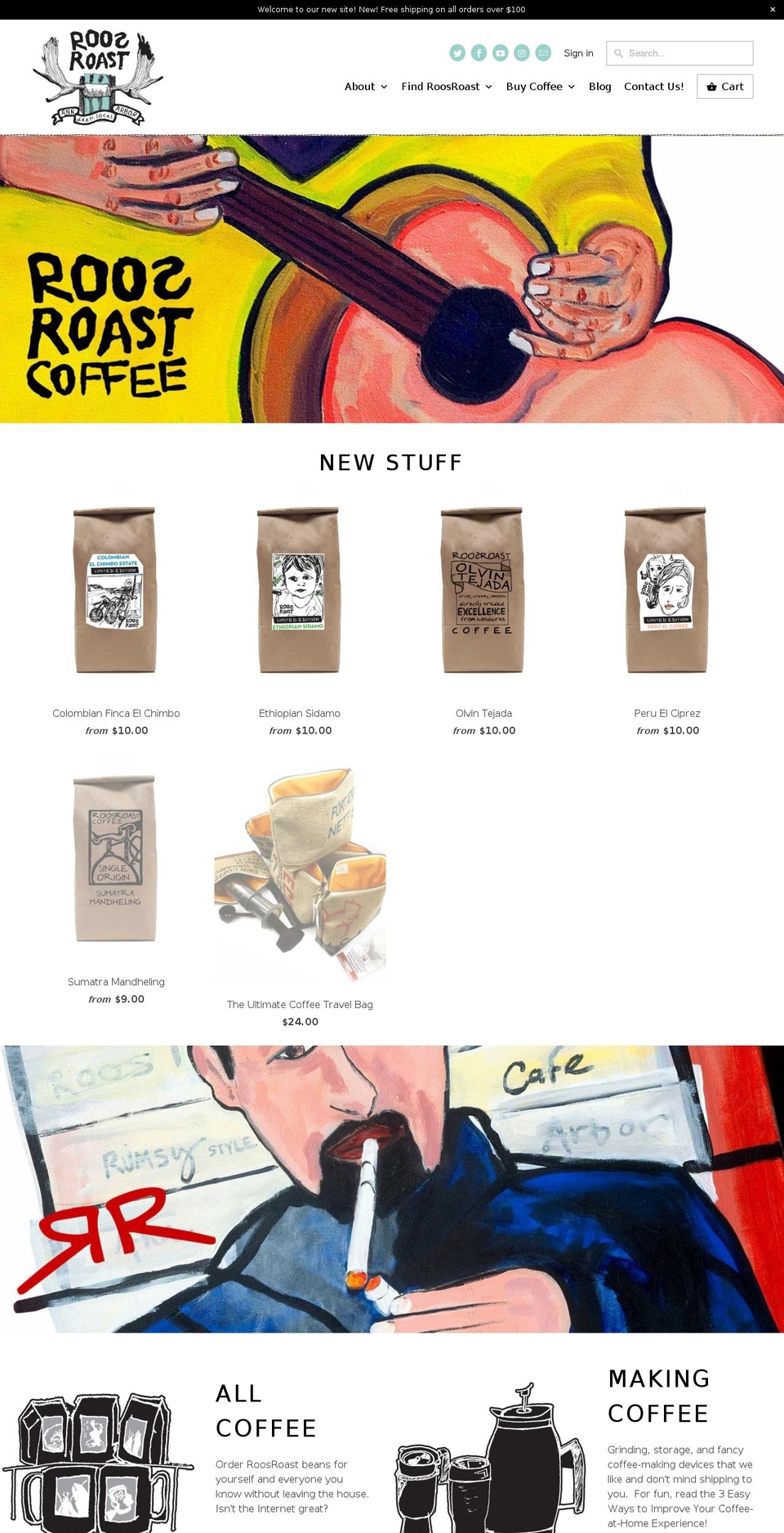 Foodie Shopify theme site example roosroast.com