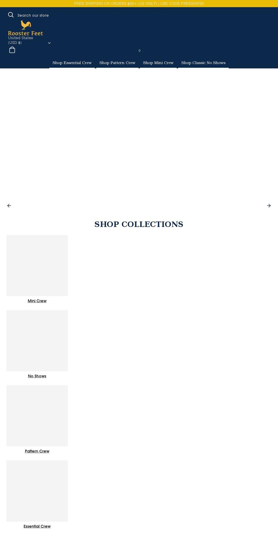 roosterfeet.com shopify website screenshot