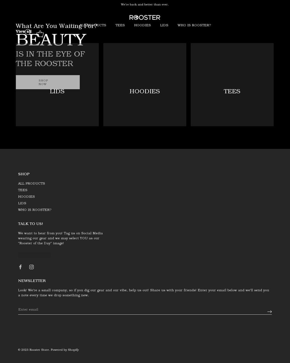 roosternation.com shopify website screenshot