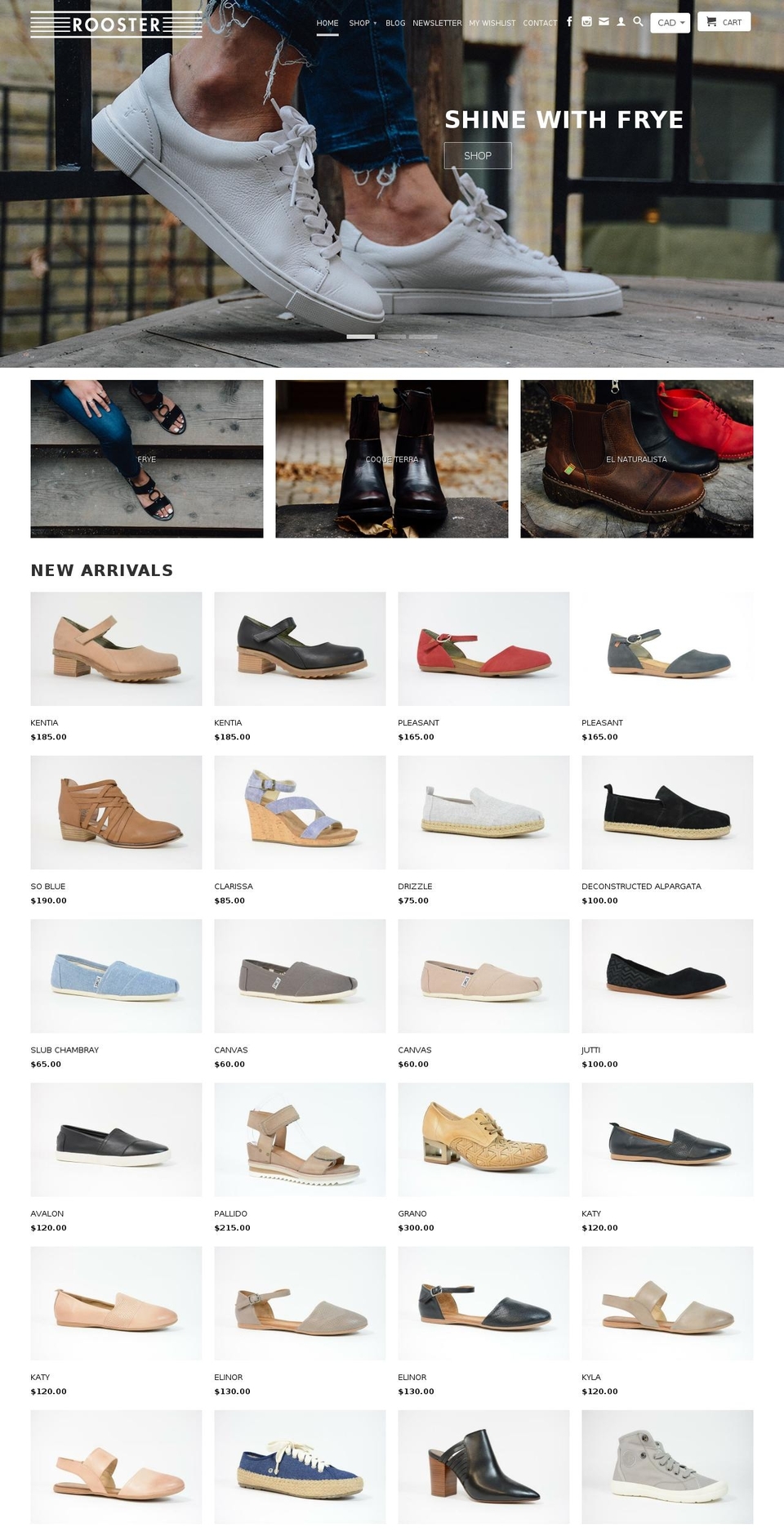 roostershoes.net shopify website screenshot