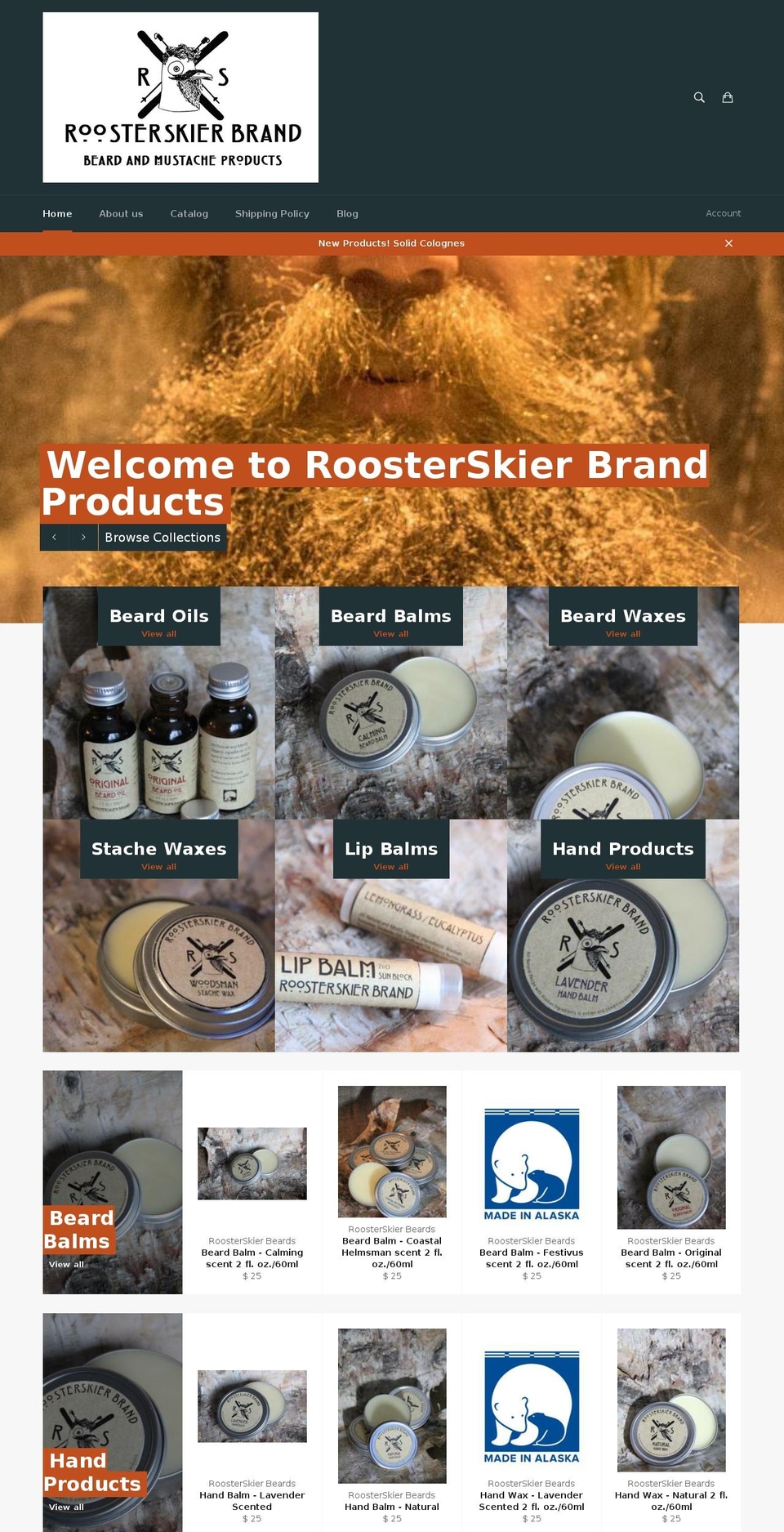 roosterskierbeards.com shopify website screenshot