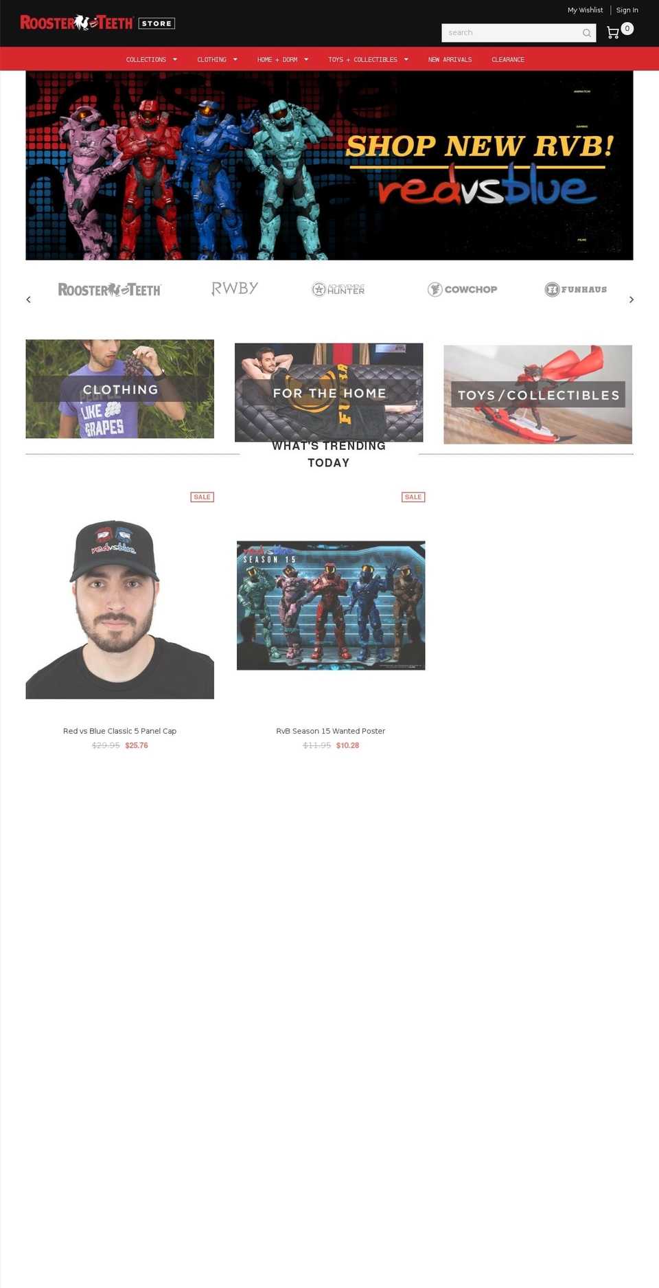 roosterteeth.myshopify.com shopify website screenshot