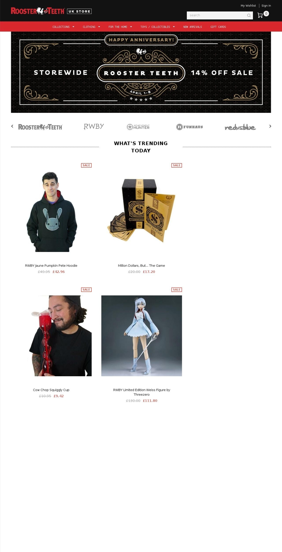 roosterteethuk.myshopify.com shopify website screenshot