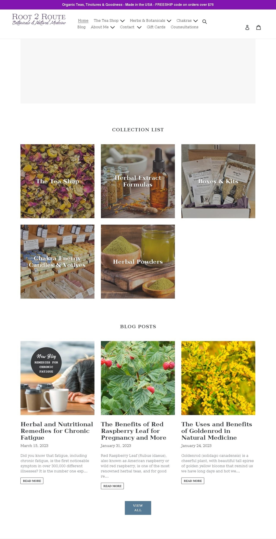 root2routebotanicals.com shopify website screenshot