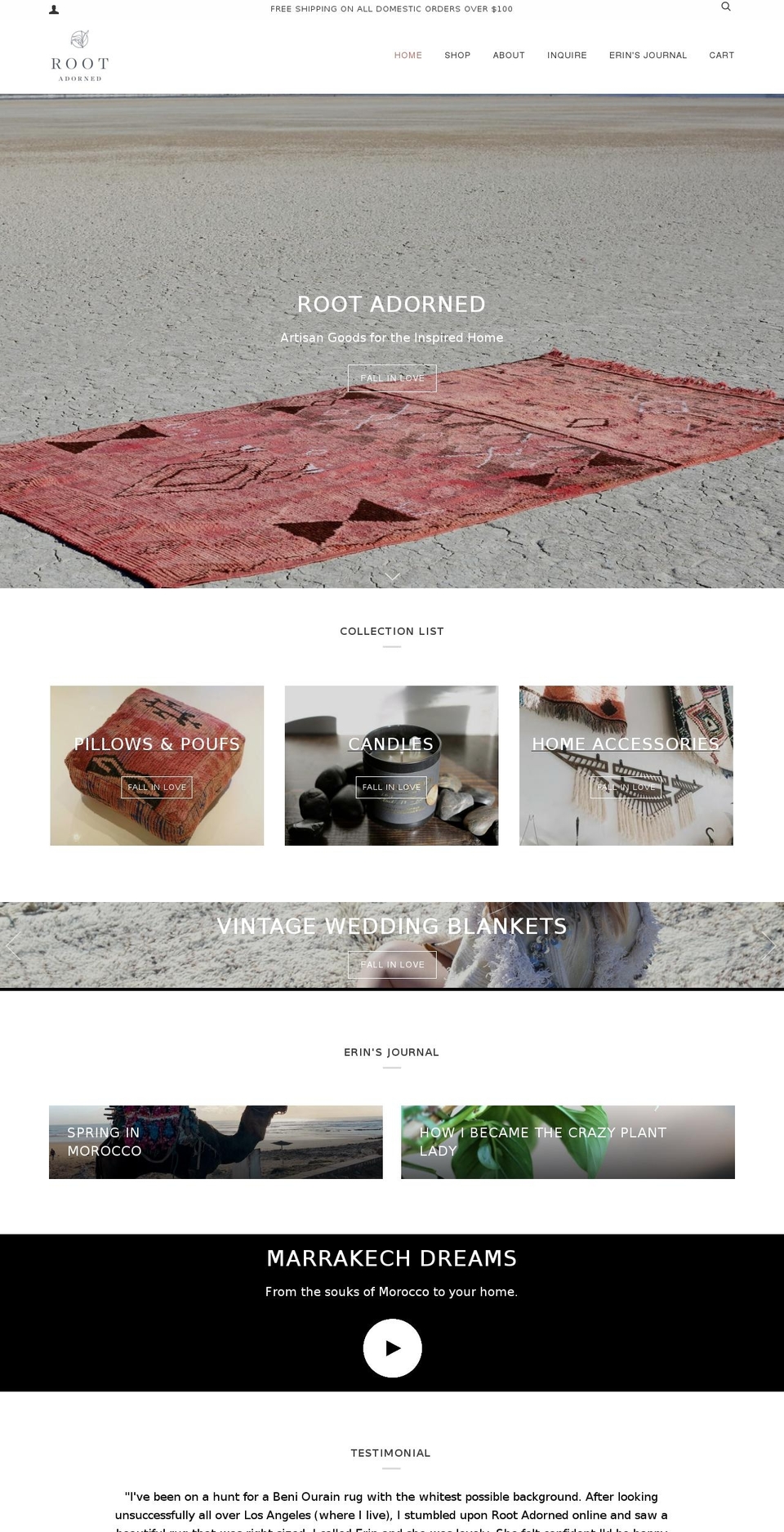 rootadorned.com shopify website screenshot