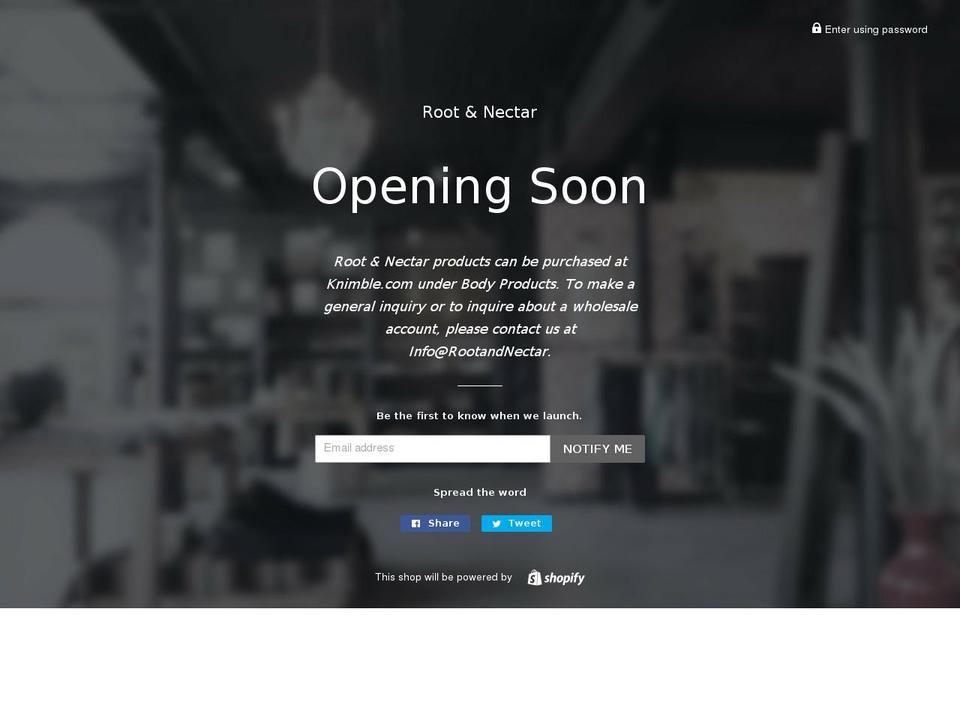 rootandnectar.com shopify website screenshot