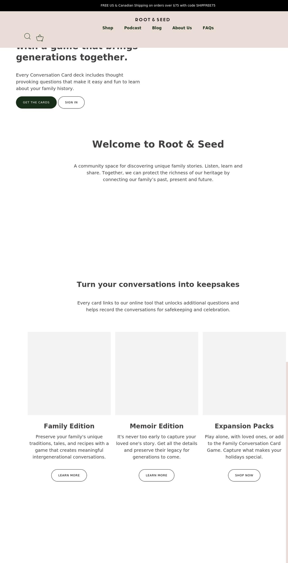 rootandseed.com shopify website screenshot