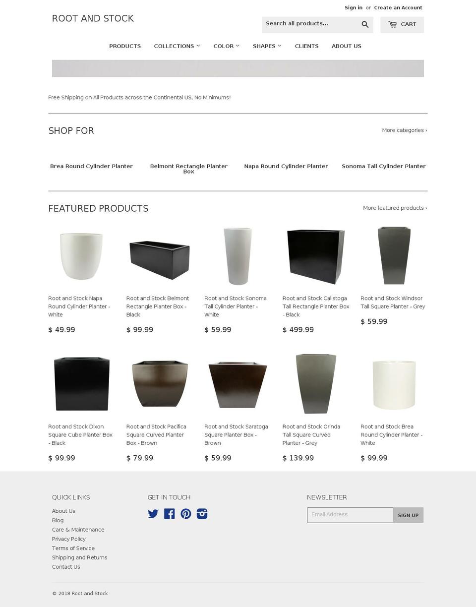 rootandstock.com — Shopify storefront screenshot
