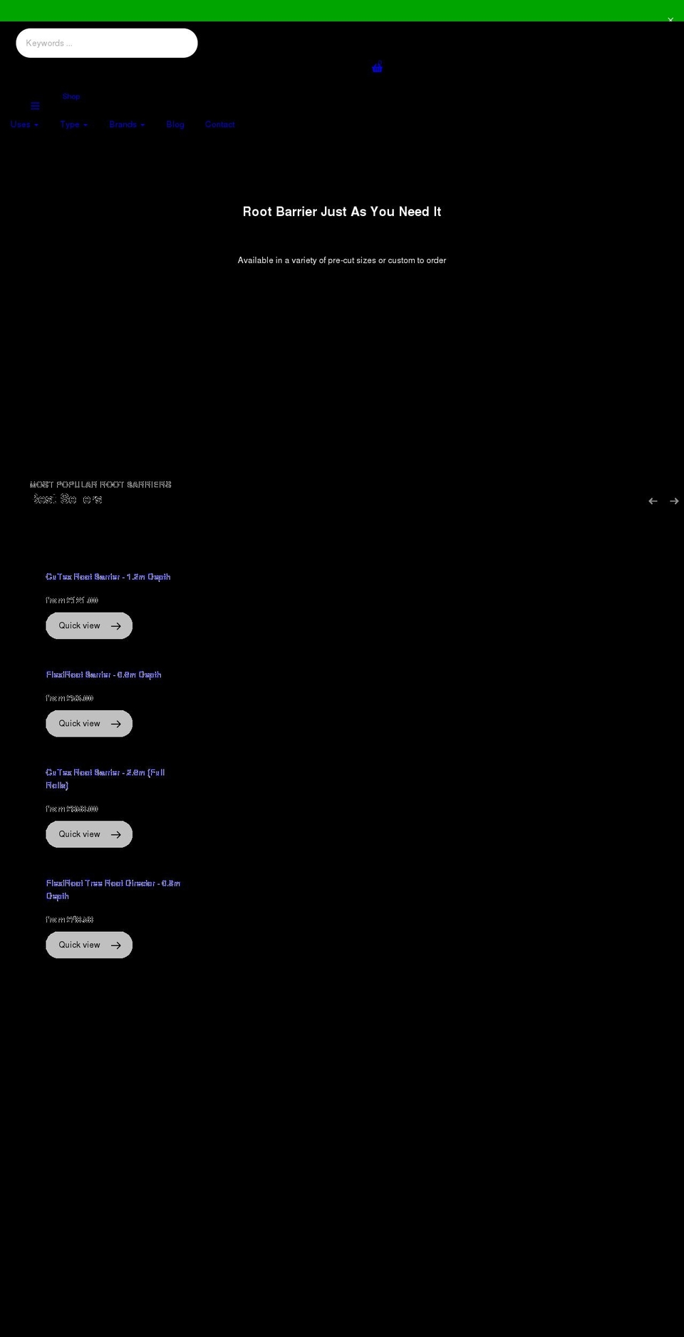 rootbarriersystems.com shopify website screenshot