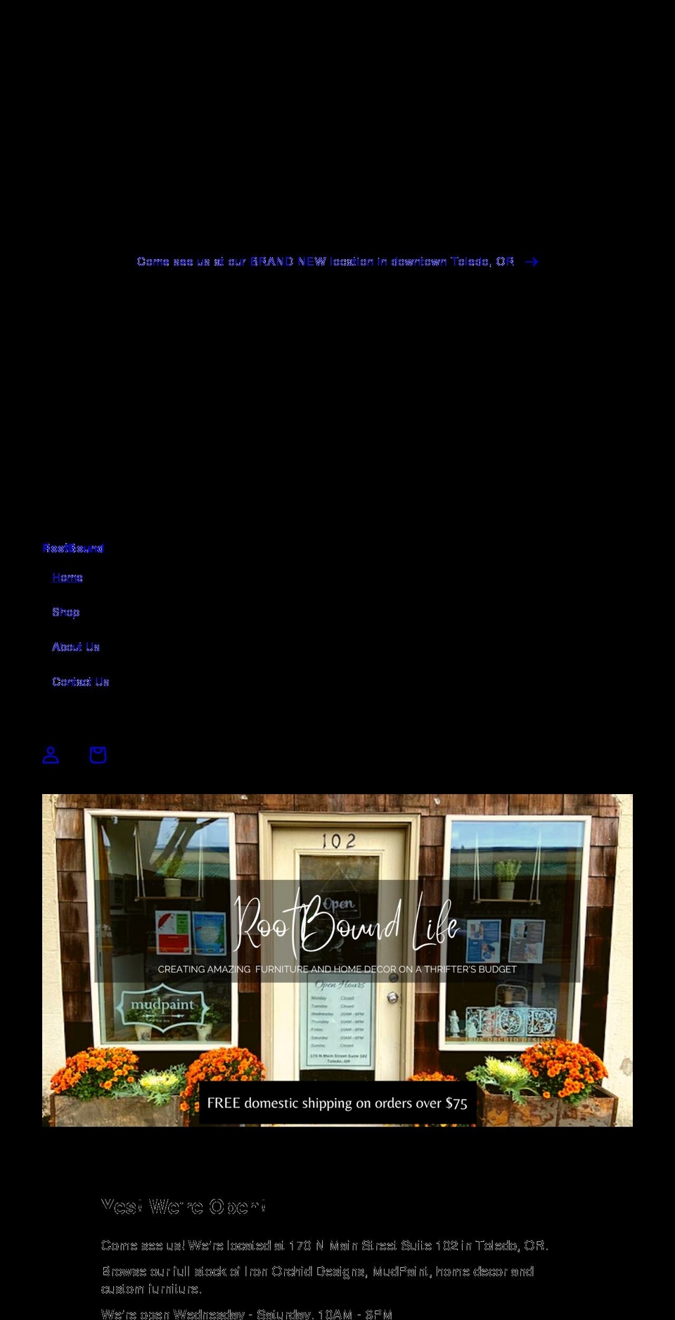 rootboundlife.com shopify website screenshot