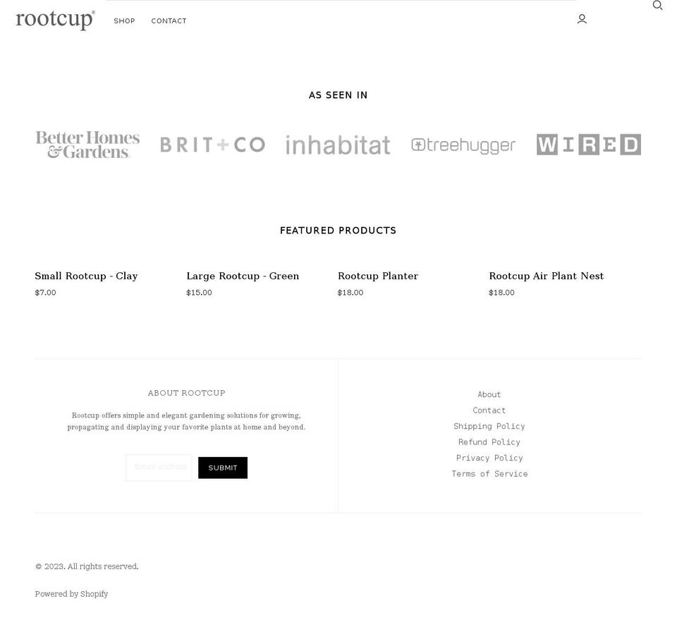 rootcup.com shopify website screenshot