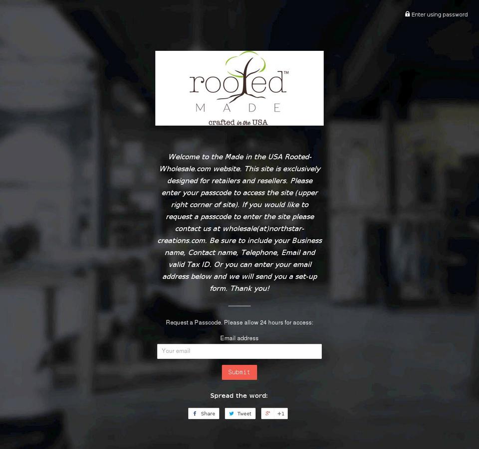 rooted-wholesale.com shopify website screenshot