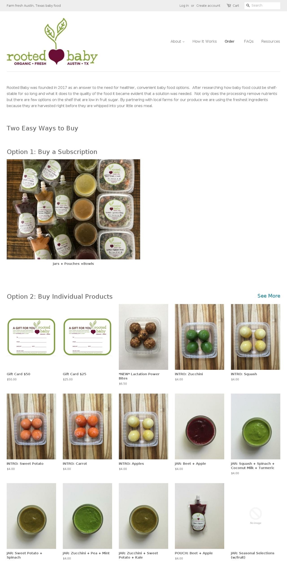 rootedbaby.com — Shopify storefront screenshot