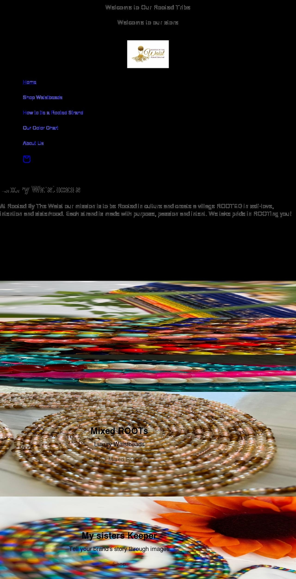 rootedbythewaist.com shopify website screenshot