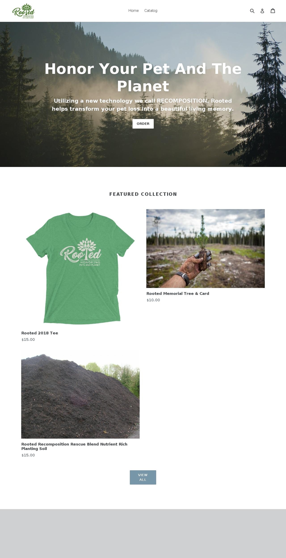 rootedpets.com — Shopify storefront screenshot