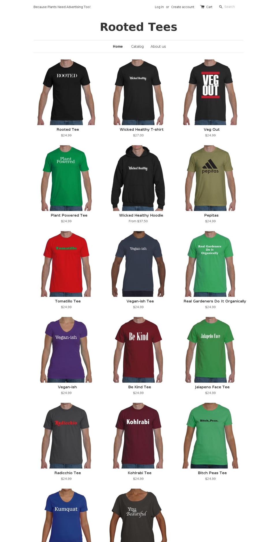 rootedtees.com shopify website screenshot