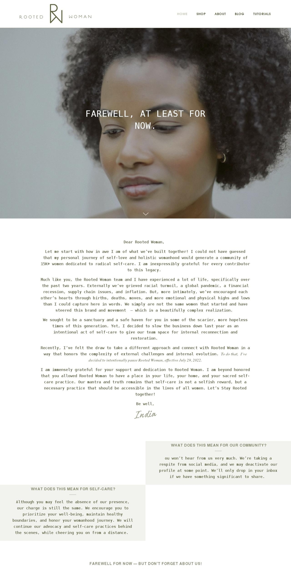 rootedwoman.com shopify website screenshot
