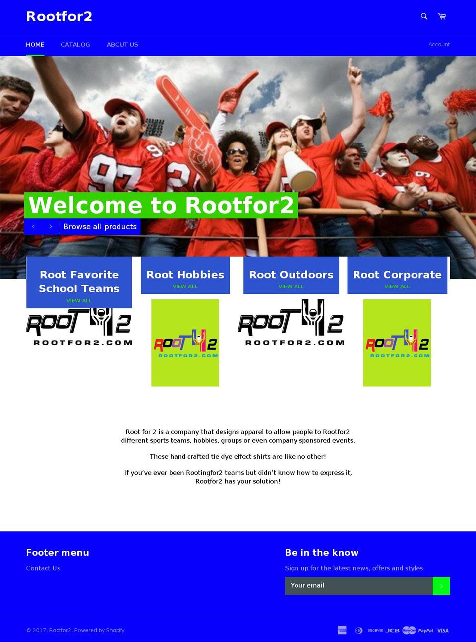 rootfor2.com shopify website screenshot
