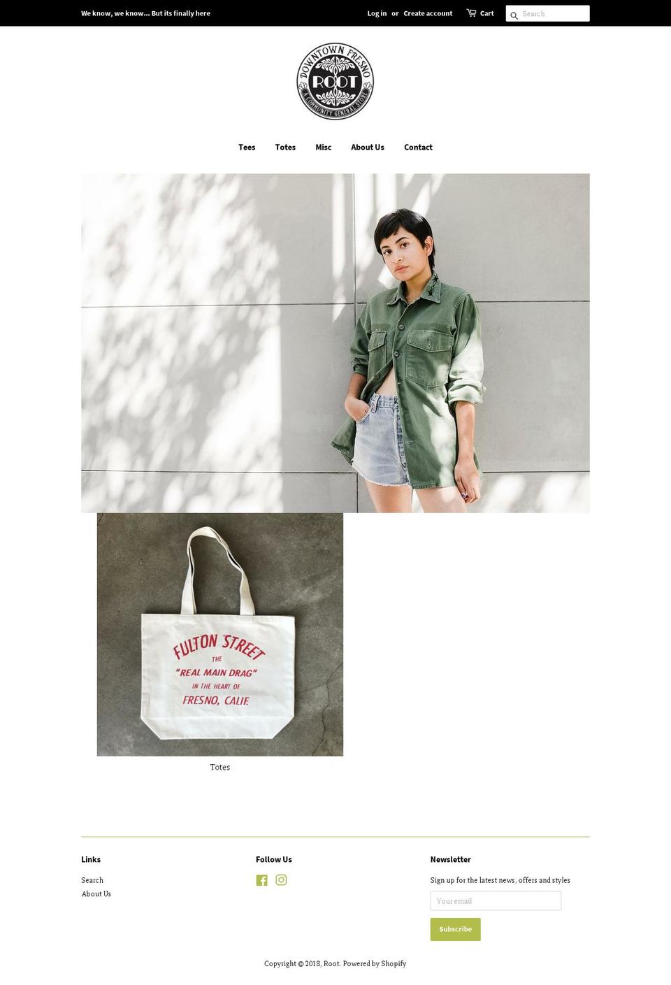 rootgeneral.com shopify website screenshot