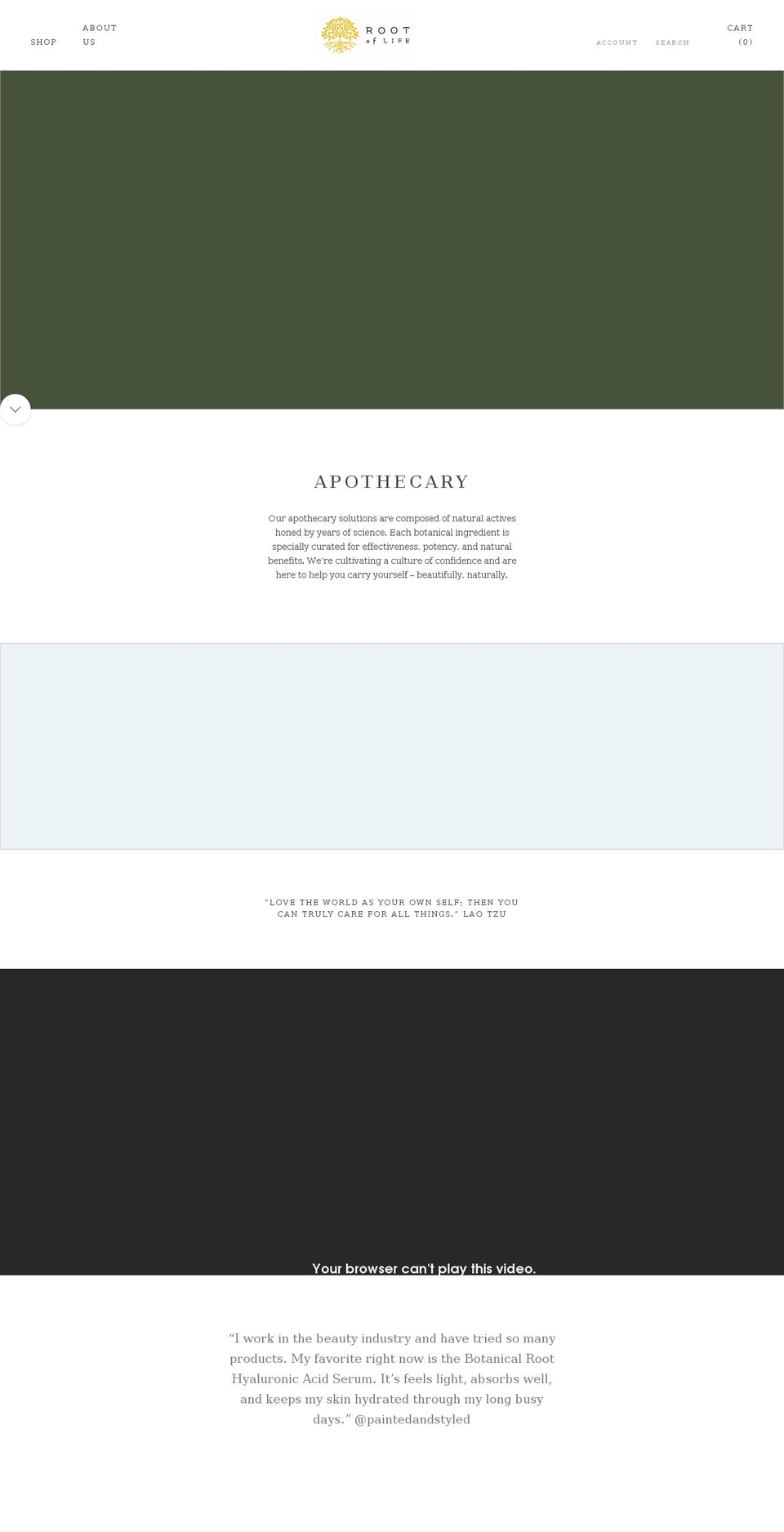 rootoflife.org shopify website screenshot