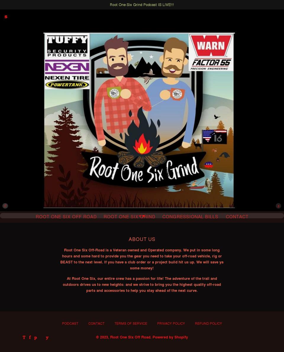 rootonesix.com shopify website screenshot