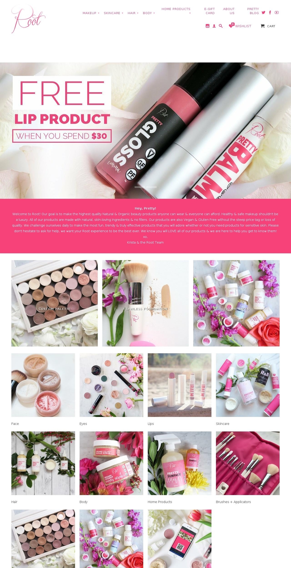 rootpretty.org shopify website screenshot