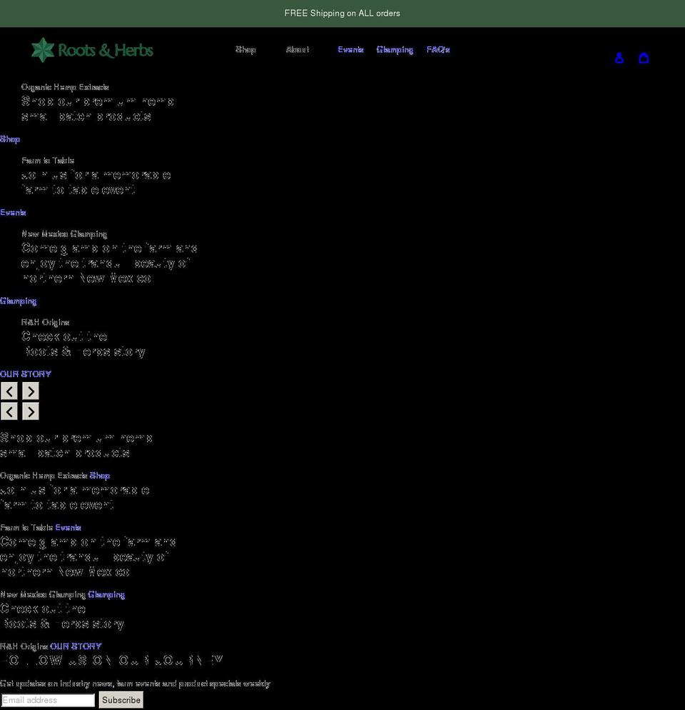 rootsandherbsfarm.com shopify website screenshot