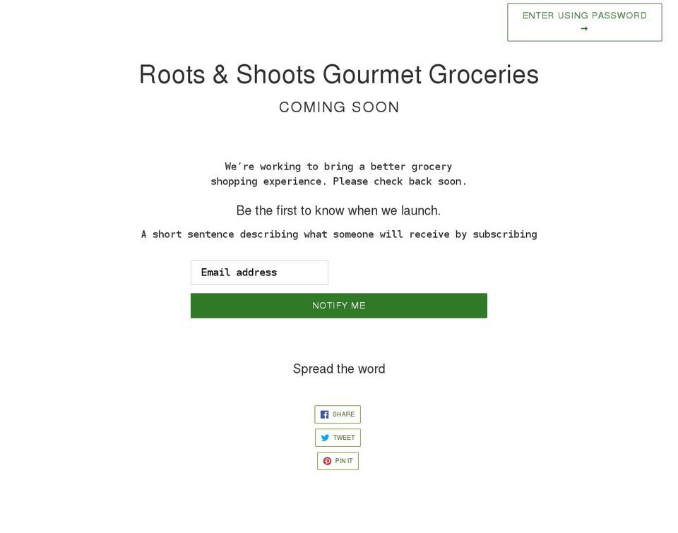 rootsandshootsgrocery.com shopify website screenshot