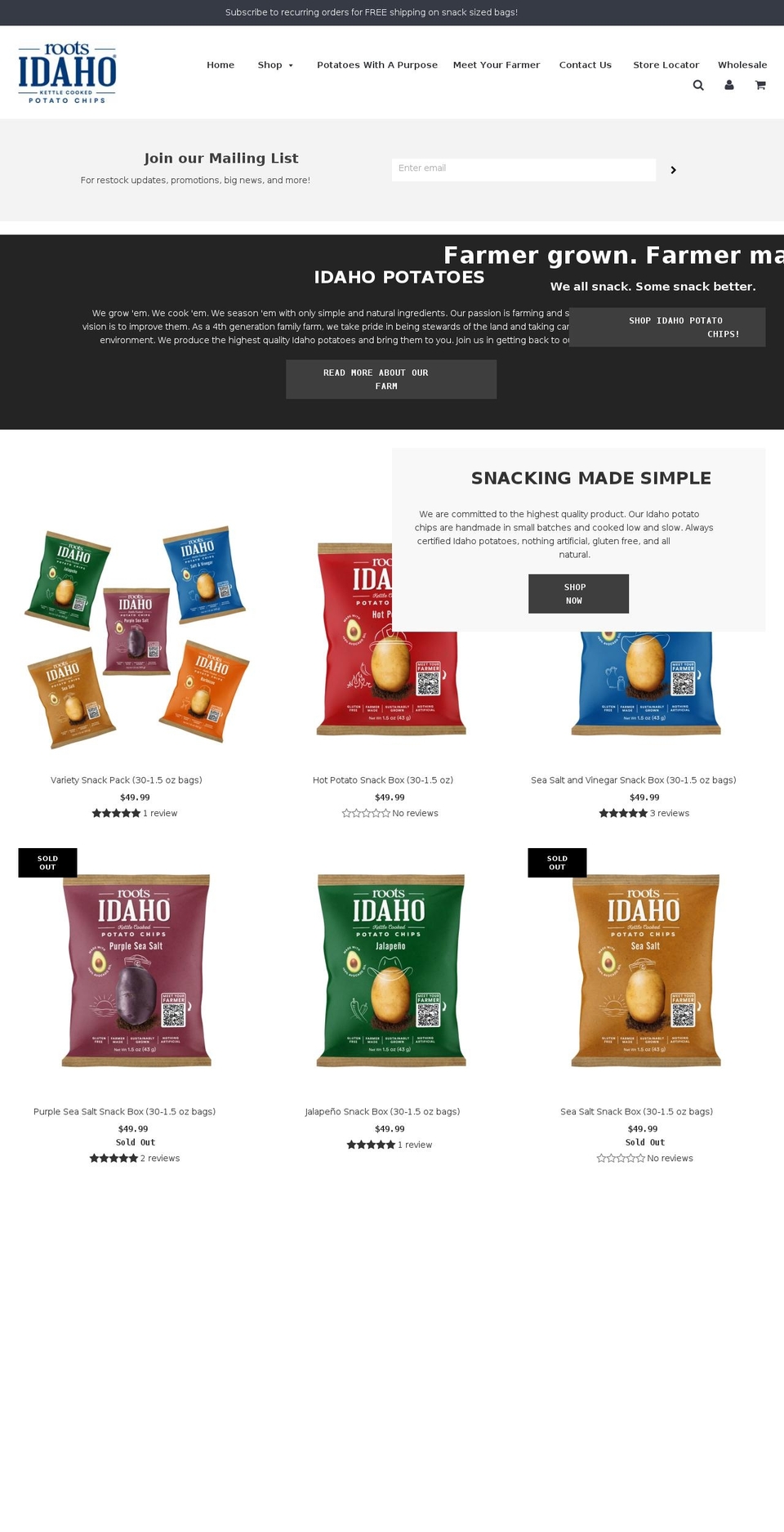 rootschips.com shopify website screenshot