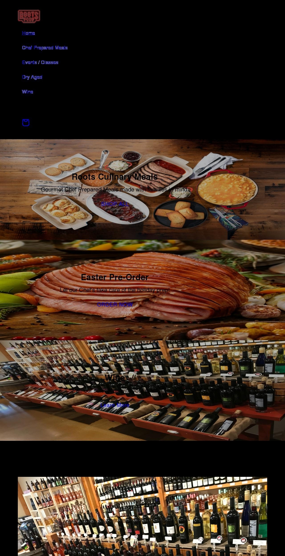 rootsculinarymeals.com shopify website screenshot