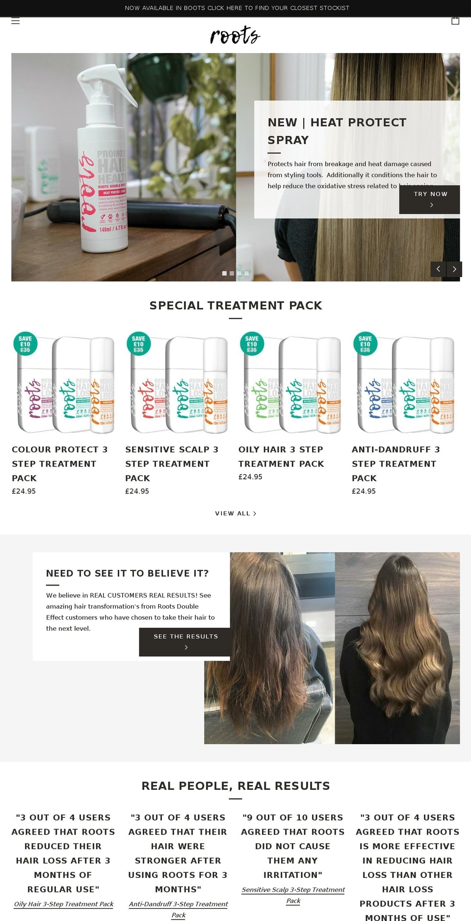 rootsdoubleeffect.com shopify website screenshot