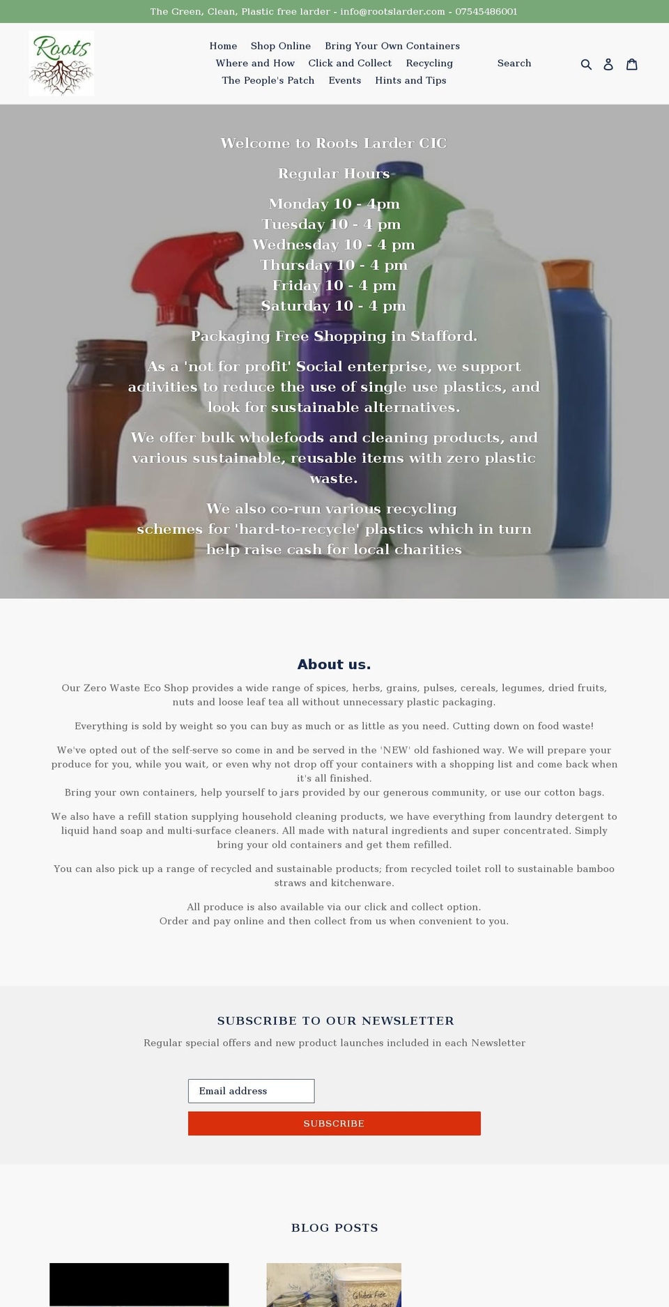 rootslarder.com shopify website screenshot