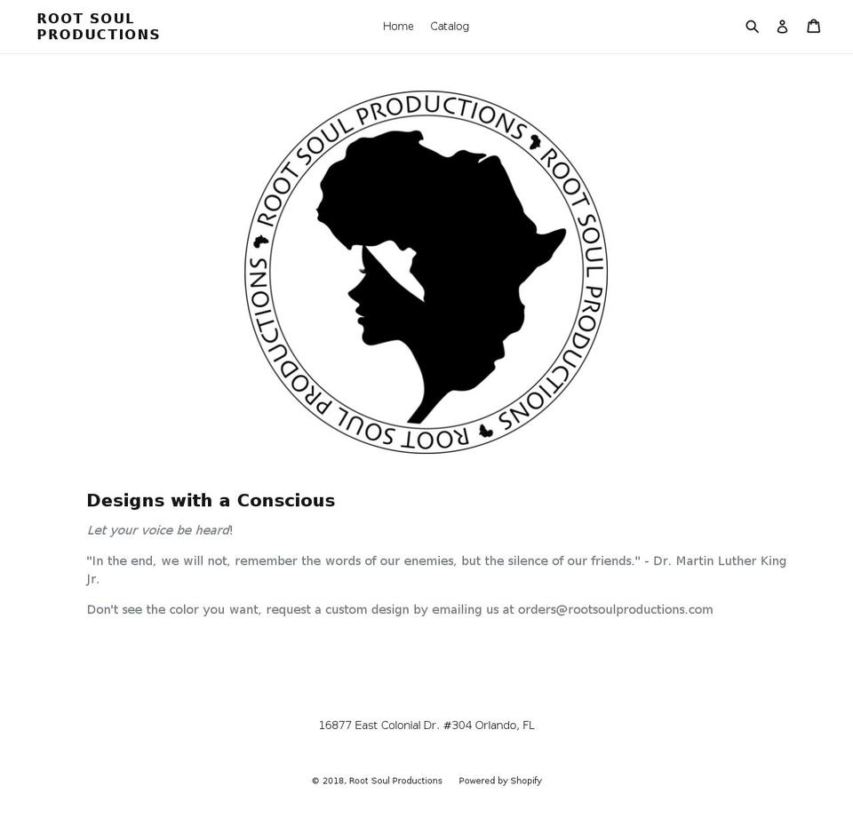 rootsoulproductions.com — Shopify storefront screenshot