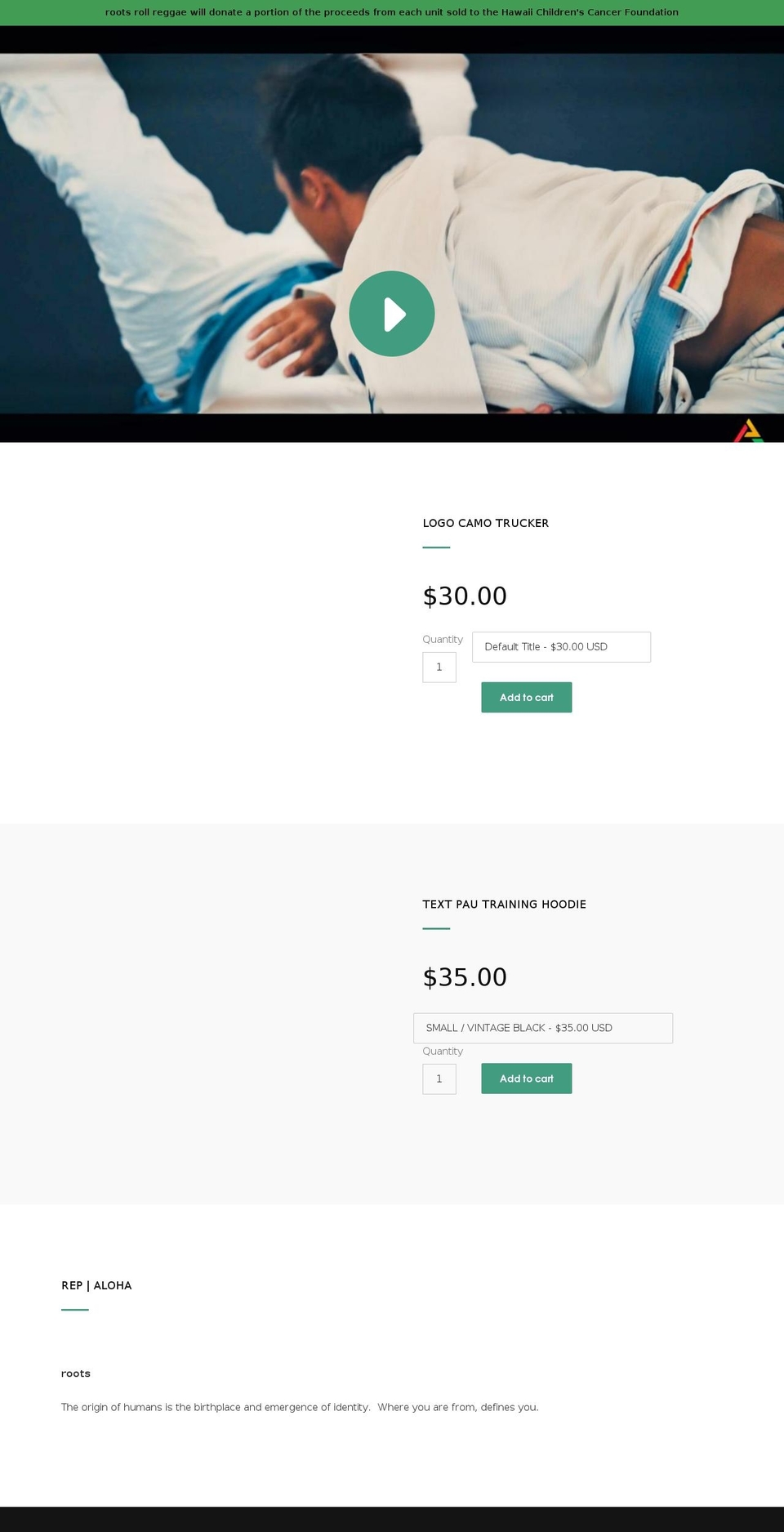 rootsrollreggae.com — Shopify storefront screenshot